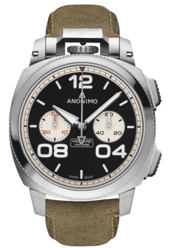 Anonimo Militare Chrono Stainless Steel / Black / Leather