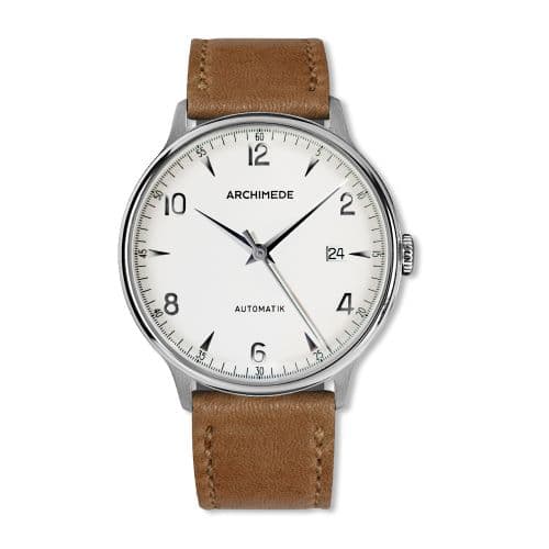 Archimede 1950-2 Stainless Steel / Silver / Brown Leather
