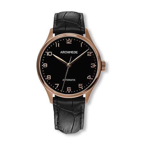Archimede Klassik 36 Gold PVD / Black / Black Leather