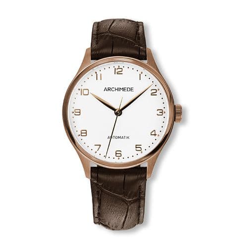 Archimede Klassik 36 Gold PVD / Silver / Brown Leather