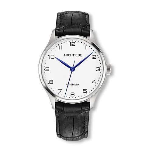 Archimede Klassik 36 Stainless Steel / Silver / Black Leather