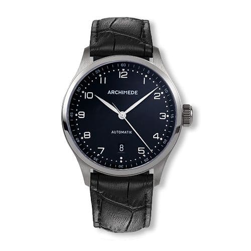 Archimede Klassik 39 Stainless Steel / Black / Black Leather
