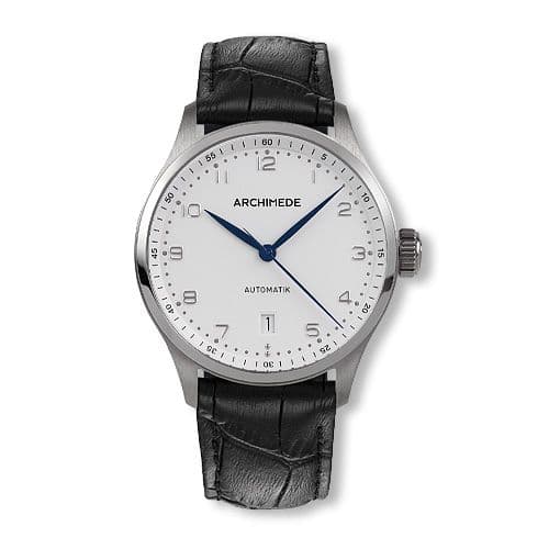 Archimede Klassik 39 Stainless Steel / Silver / Black Leather