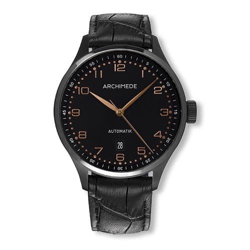 Archimede Klassik 42 TwoTone Stainless Steel / PVD / Black / Black Leather