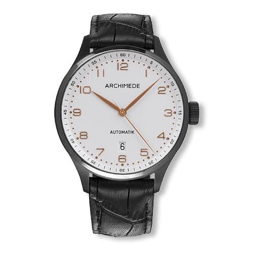 Archimede Klassik 42 TwoTone Stainless Steel / PVD / Silver / Black Leather