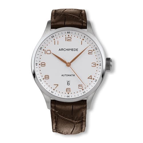 Archimede Klassik 42 TwoTone Stainless Steel / Silver / Brown Leather