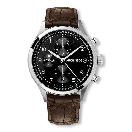 Archimede Klassik Chronograph Stainless Steel / Black / Leather