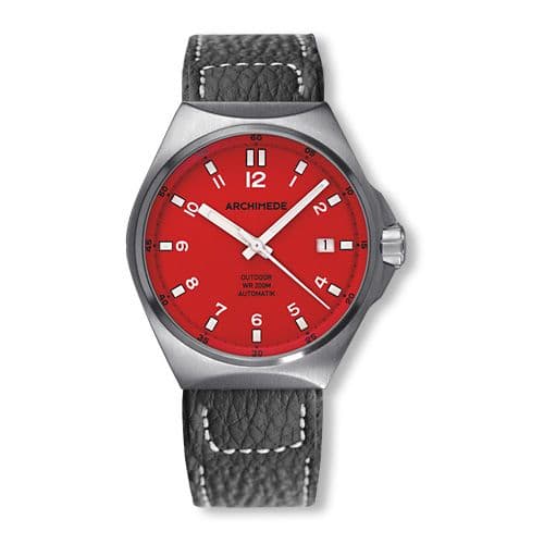 Archimede OutDoor 39 Protect Stainless Steel / Red / Leather