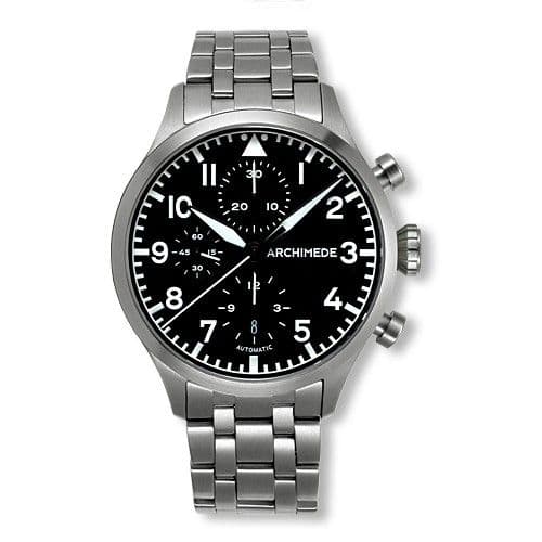 Archimede Pilot Chronograph Staineless Steel / Black / Bracelet