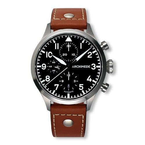 Archimede Pilot Chronograph Staineless Steel / Black