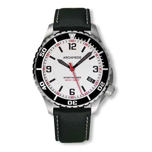 Archimede SportTaucher Stainless Steel / White / Black Leather