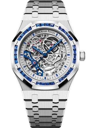 Audemars Piguet Royal Oak 41 Double Balance Wheel Openworked White Gold / Baguette Blue Sapphire