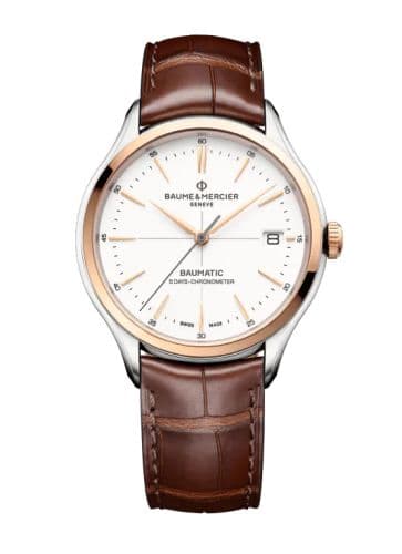 Baume & Mercier Clifton Baumatic Stainless Steel / Red Gold / White / Strap / COSC
