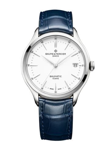 Baume & Mercier Clifton Baumatic Stainless Steel / White / Alligator