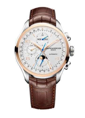 Baume & Mercier Clifton Chronograph Complete Calendar Stainless Steel / Red Gold / Silver / Strap