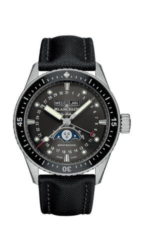 Blancpain Fifty Fathoms Bathygraphe Quantième Complet Black / Grey / Black Canvas
