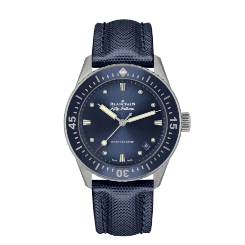 Blancpain Fifty Fathoms Bathyscaphe Stainless Steel / Blue / Blue Canvas