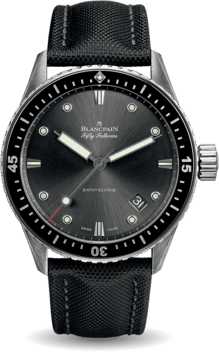 Blancpain Fifty Fathoms Bathyscaphe Stainless Steel / Grey / Black Canvas