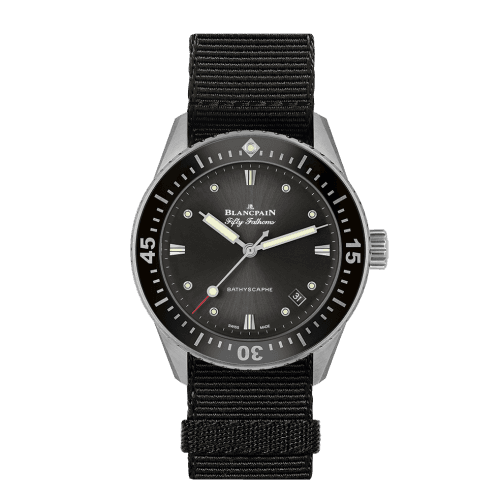 Blancpain Fifty Fathoms Bathyscaphe Stainless Steel / Grey / Black Nato