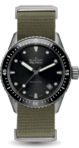 Blancpain Fifty Fathoms Bathyscaphe Titanium / Black / Sand Nato