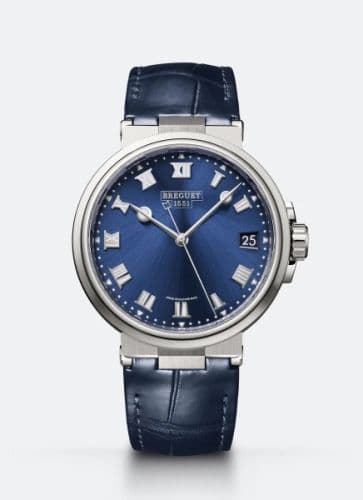 Breguet Marine 5517 Titanium / Blue / Alligator