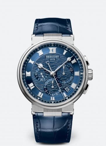 Breguet Marine Chronograph 5527 White Gold / Blue / Alligator