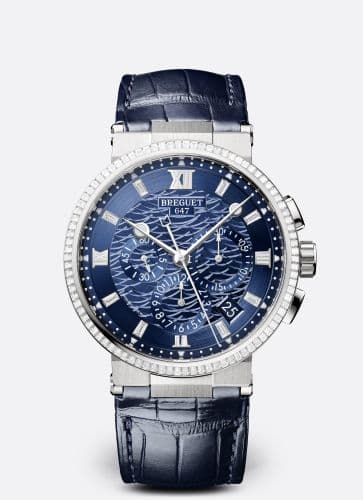 Breguet Marine Chronograph 5529 White Gold - Diamond / Blue / Alligator