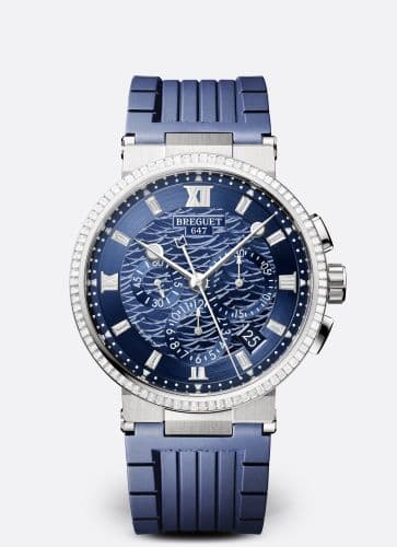 Breguet Marine Chronograph 5529 White Gold - Diamond / Blue / Rubber