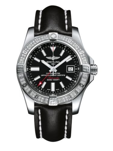 Breitling Avenger II GMT Stainless Steel / Diamond / Volcano Black / Calf