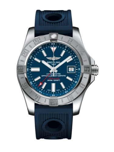 Breitling Avenger II GMT Stainless Steel / Mariner Blue / Rubber / Folding