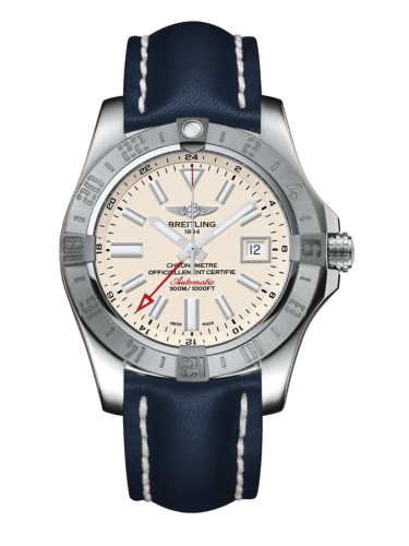 Breitling Avenger II GMT Stainless Steel / Stratus Silver / Calf / Folding