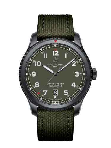 Breitling Aviator 8 Automatic 41 Blacksteel / Curtiss Warhawk / Canvas / Folding