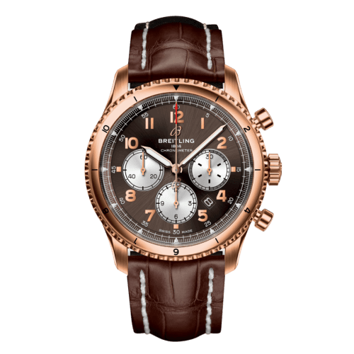Breitling Aviator 8 B01 Chronograph 43 Red Gold / Bronze / Alligator / Folding