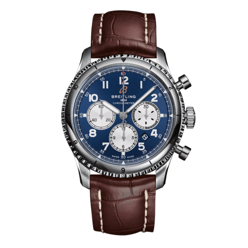 Breitling Aviator 8 B01 Chronograph 43 Stainless Steel / Blue / Croco / Folding