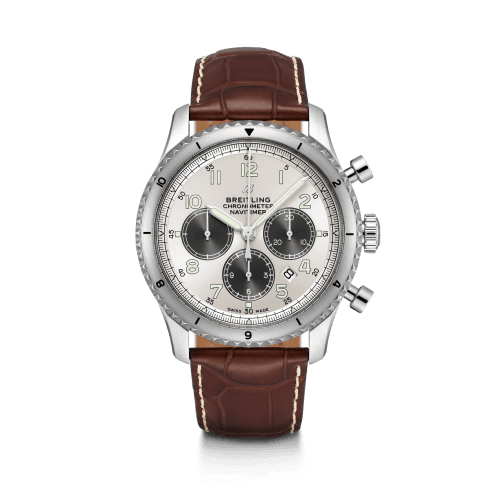 Breitling Aviator 8 B01 Chronograph 43 Stainless Steel / Silver / Brown Croco