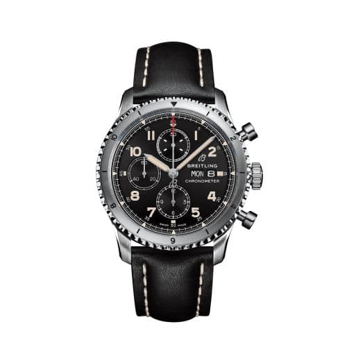 Breitling Aviator 8 Chronograph 43 Stainless Steel / Black / Calf / Folding