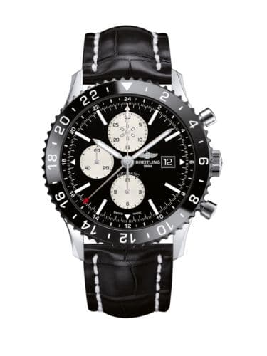 Breitling Chronoliner Stainless Steel / Black / Croco
