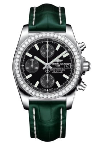 Breitling Chronomat 38 SleekT Stainless Steel / Diamond / Black / Alligator