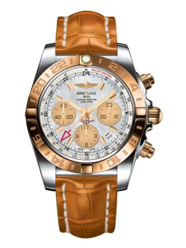 Breitling Chronomat 44 GMT Stainless Steel / Rose Gold / Pearl / Croco