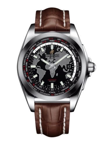Breitling Galactic Unitime Stainless Steel / SleekT / Trophy Black / Croco