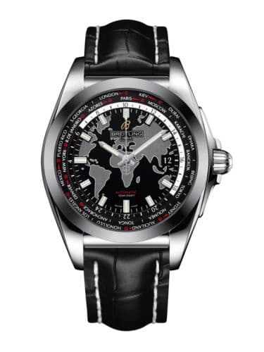 Breitling Galactic Unitime Stainless Steel / SleekT / Trophy Black / Croco