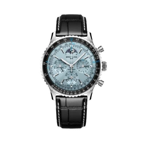 Breitling Navitimer B19 Chronograph 43 Perpetual Calendar Stainless Steel - Platinum / Ice Blue