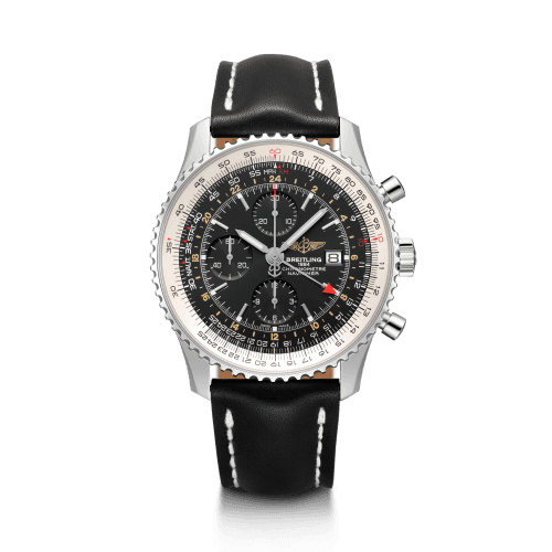 Breitling Navitimer World Stainless Steel / Black / Calf / Pin