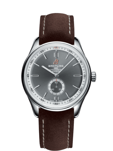 Breitling Premier Automatic 40 Stainless Steel / Anthracite / Nubuck Brown / Tang