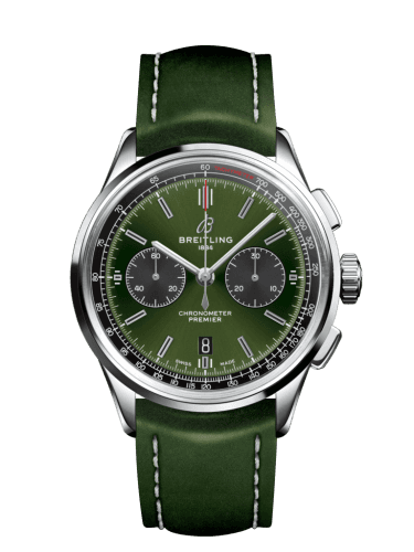Breitling Premier B01 Chronograph 42 Bentley Stainless Steel / Green / Calf / Folding