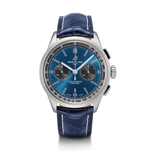 Breitling Premier B01 Chronograph 42 Stainless Steel / Blue / Croco / Folding