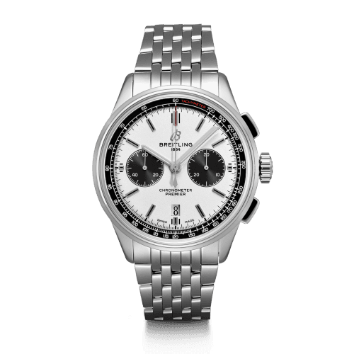 Breitling Premier B01 Chronograph 42 Stainless Steel / Silver / Croco / Pin