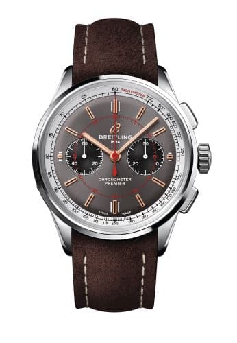 Breitling Premier B01 Chronograph 42 Stainless Steel / Wheels and Waves / Nubuck / Pin