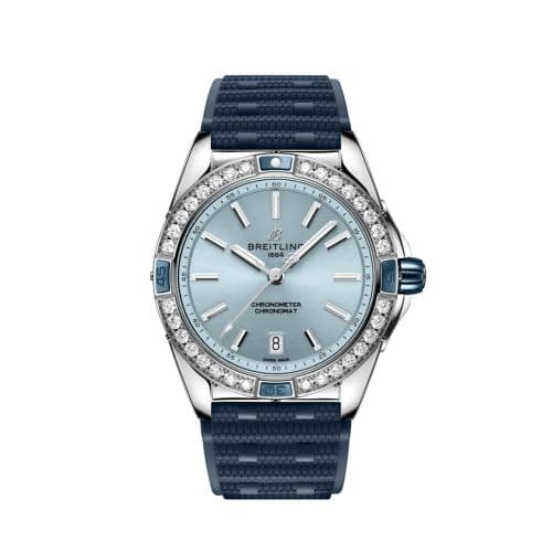 Breitling Super Chronomat 38 Stainless Steel / Ice Blue / Rubber Rouleaux