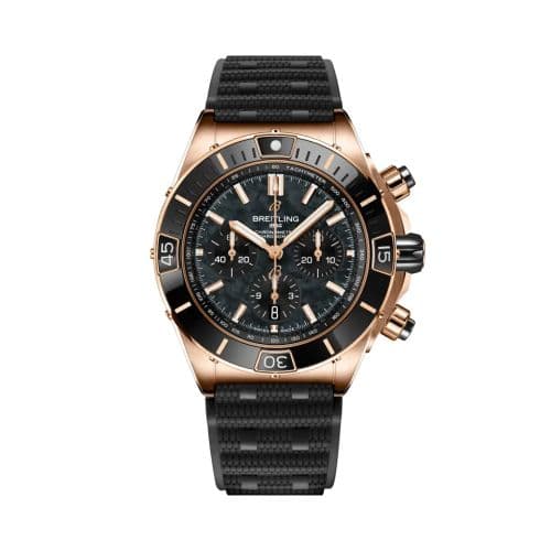 Breitling Super Chronomat B01 44 Red Gold / Black MOP / Rubber Rouleaux